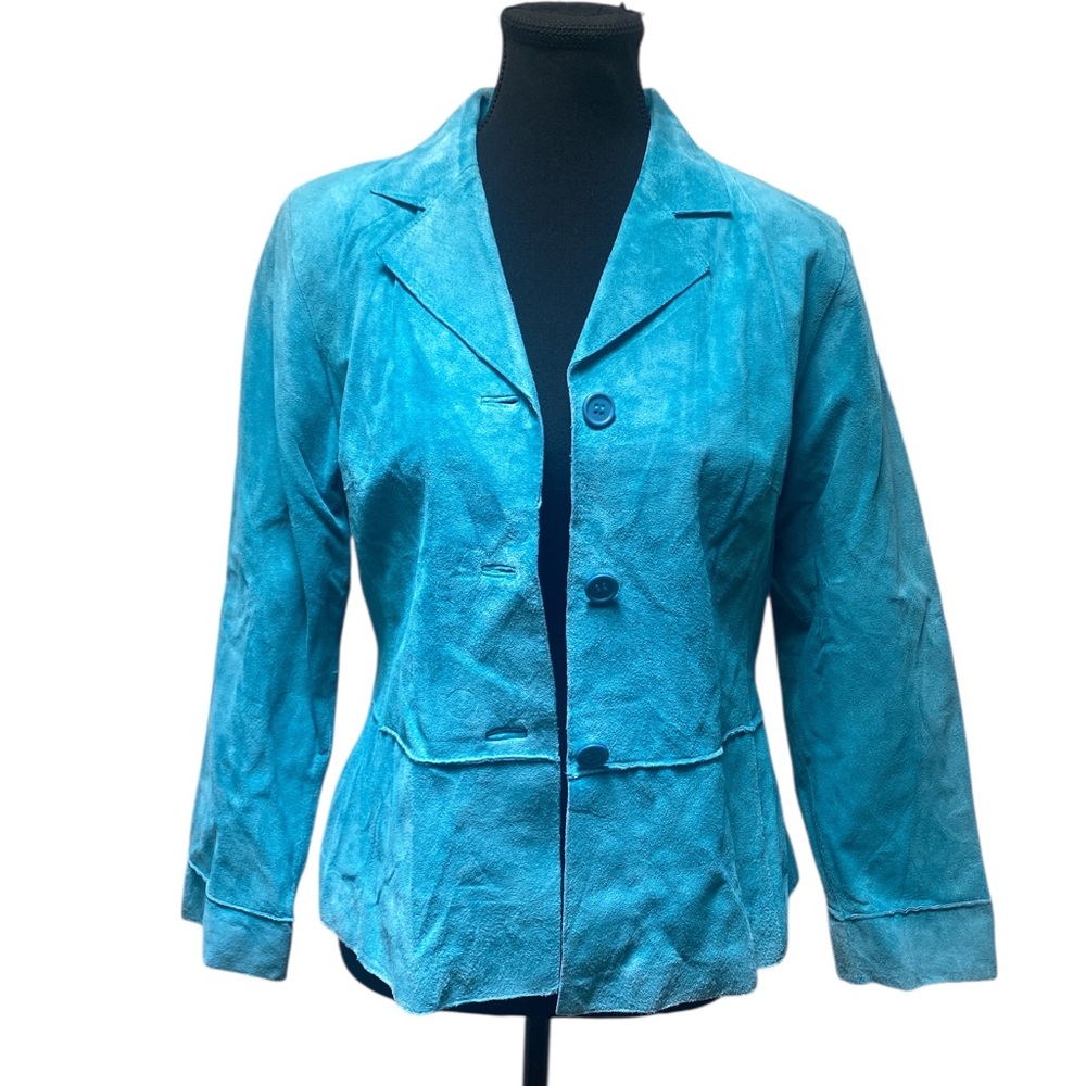 Atelier by B. Thomas Turquoise Women's Leather Blazer SP GUC
